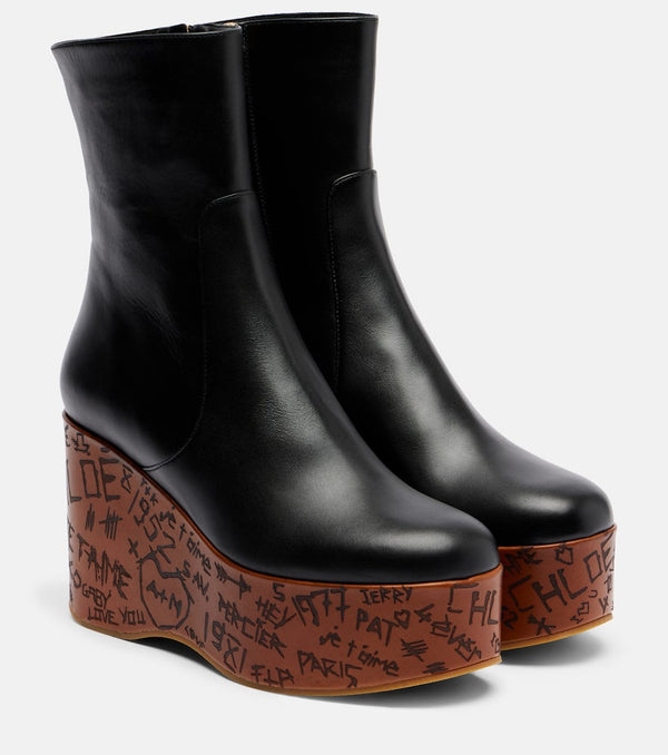 Chloe Maxime leather wedge ankle boots