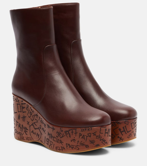 Chloe Maxime leather wedge ankle boots