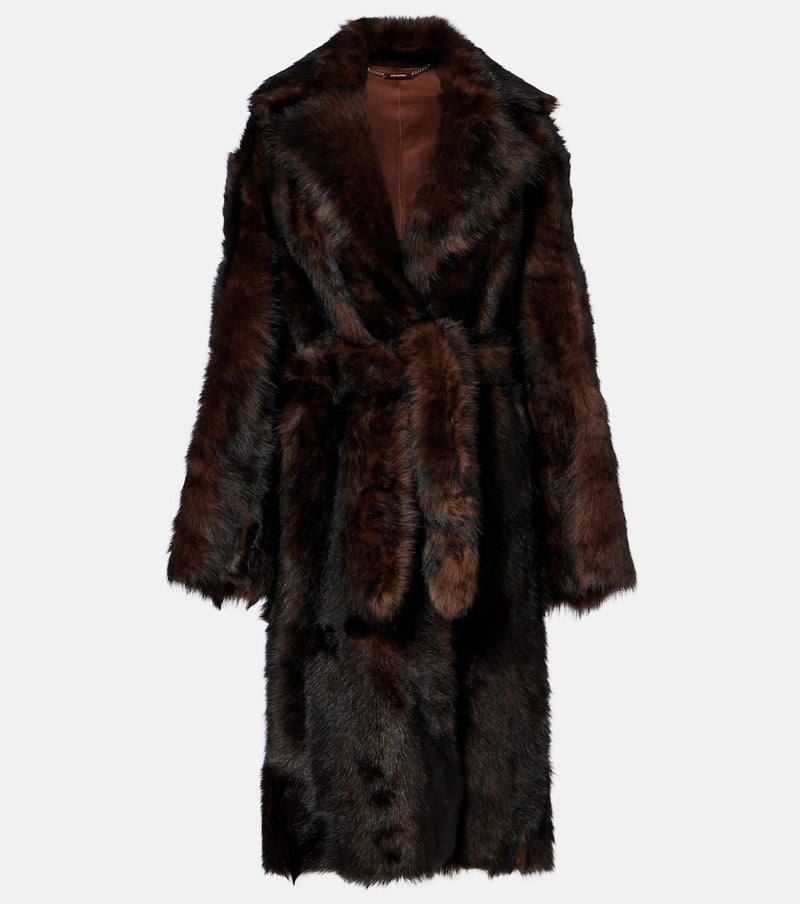 Nour Hammour Uma shearling wrap coat