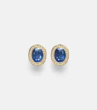 Octavia Elizabeth 18kt gold stud earrings with diamonds and sapphires