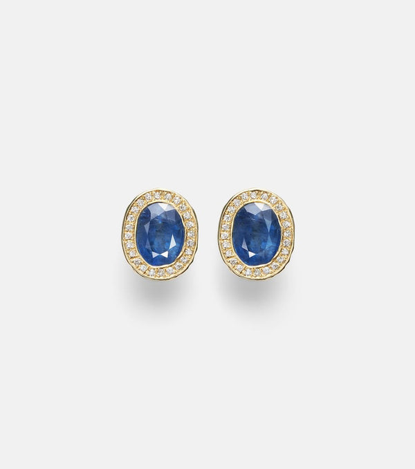 Octavia Elizabeth 18kt gold stud earrings with diamonds and sapphires