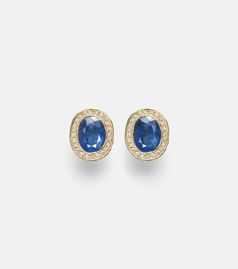 Octavia Elizabeth 18kt gold stud earrings with diamonds and sapphires