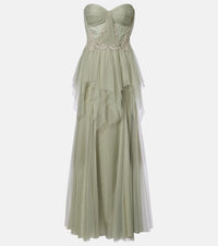 Costarellos Embellished tulle corset gown