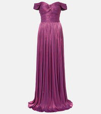 Costarellos Ruched off-shoulder gown