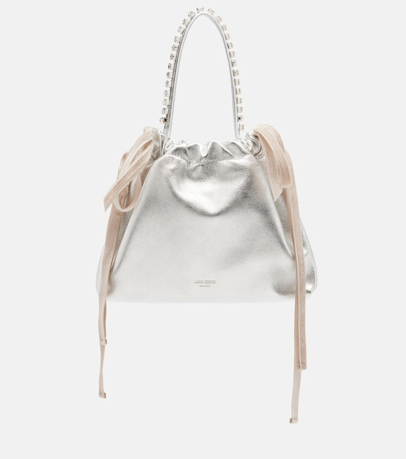 Jimmy Choo Drawstring Mini embellished leather shoulder bag