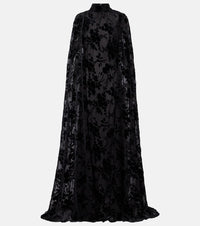 Rodarte Caped floral velvet devore gown