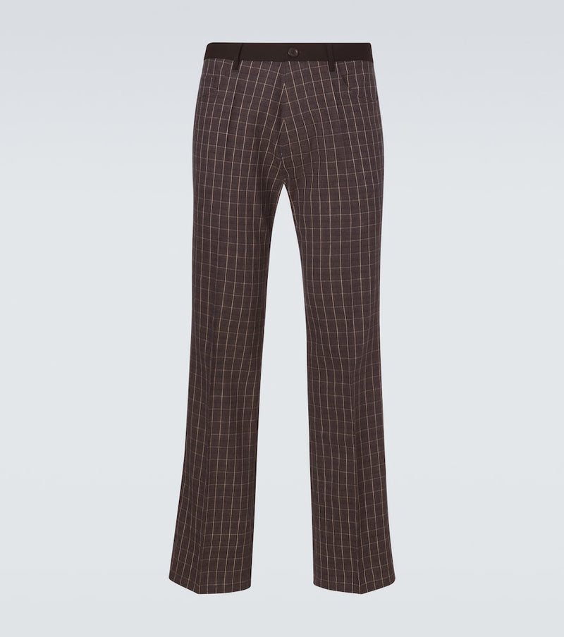 Wales Bonner Country checked linen-blend straight pants