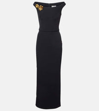 Safiyaa Belted embellished crepe maxi dress