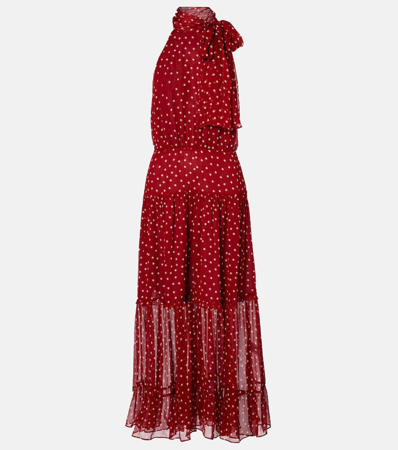 Rixo Abi polka-dot chiffon midi dress
