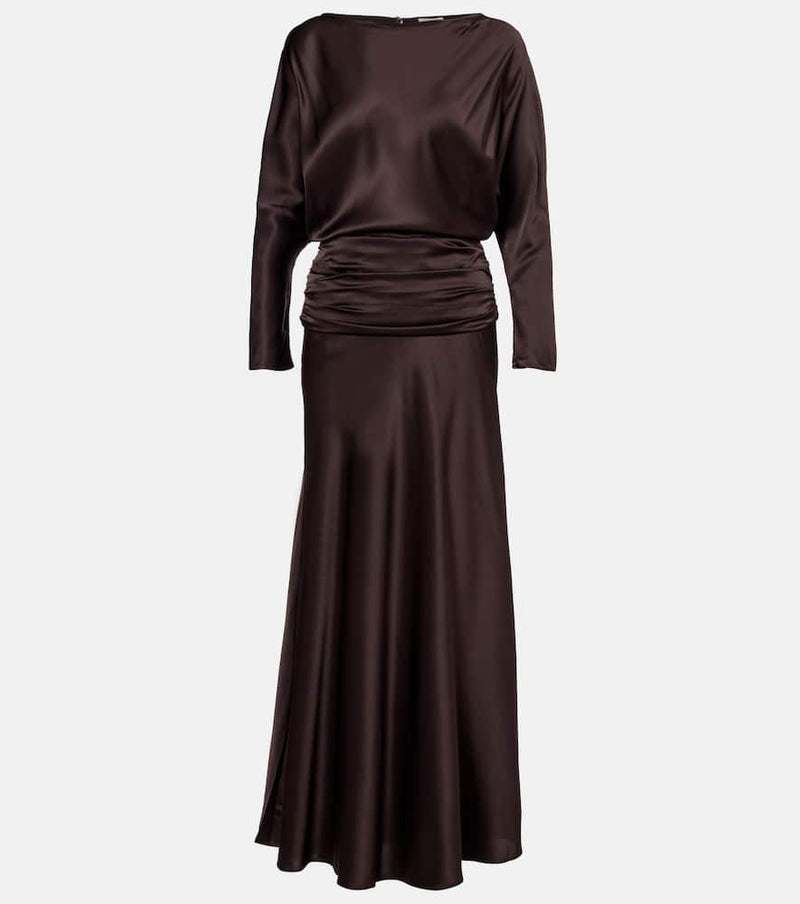 Staud Freda ruched silk-blend gown