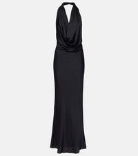 Staud Poppi draped halterneck silk-blend gown