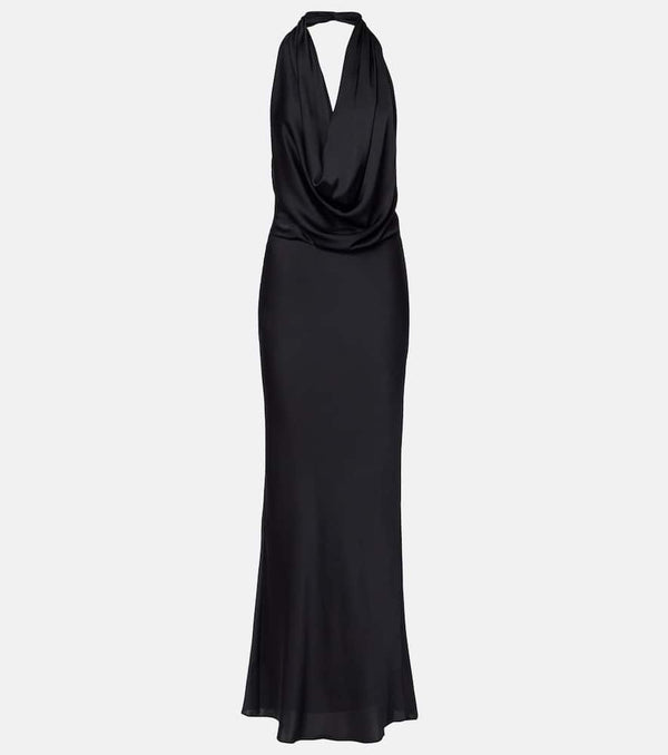 Staud Poppi draped halterneck silk-blend gown
