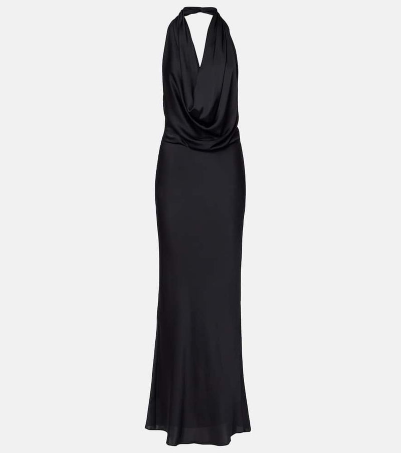 Staud Poppi draped halterneck silk-blend gown