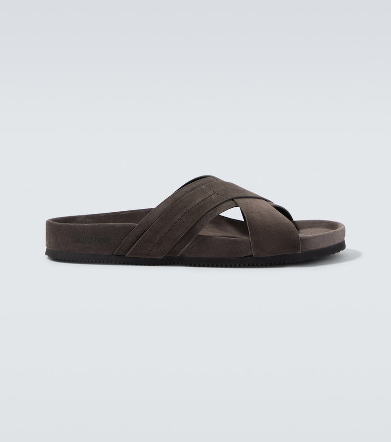 Tom Ford Suede slides in Anthracite