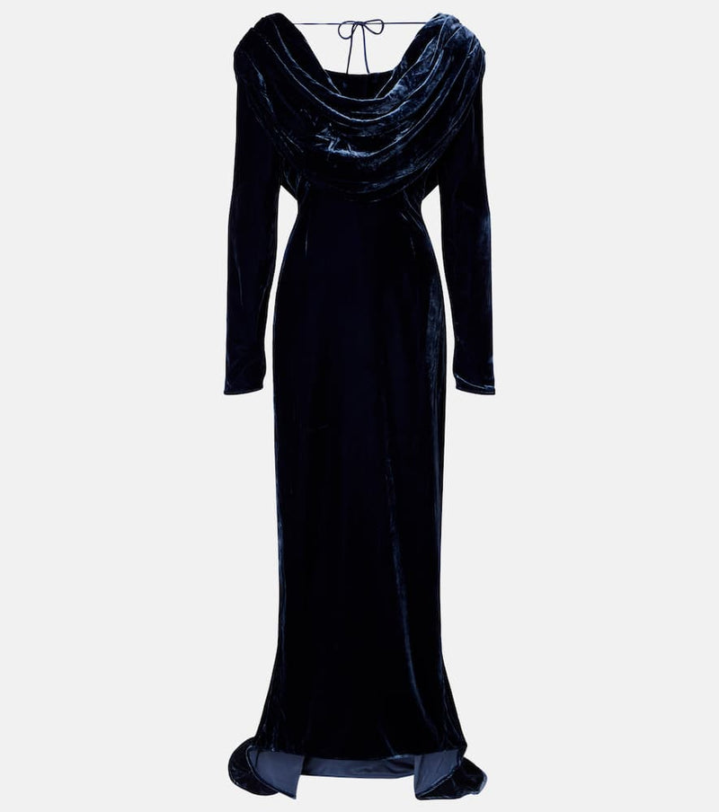 Rotate Ivette draped velvet gown