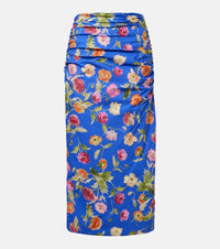 Carolina Herrera Floral ruched cotton-blend midi skirt