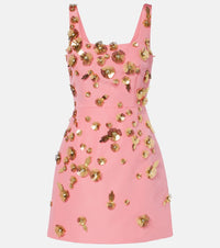 Carolina Herrera Floral-applique silk faille minidress
