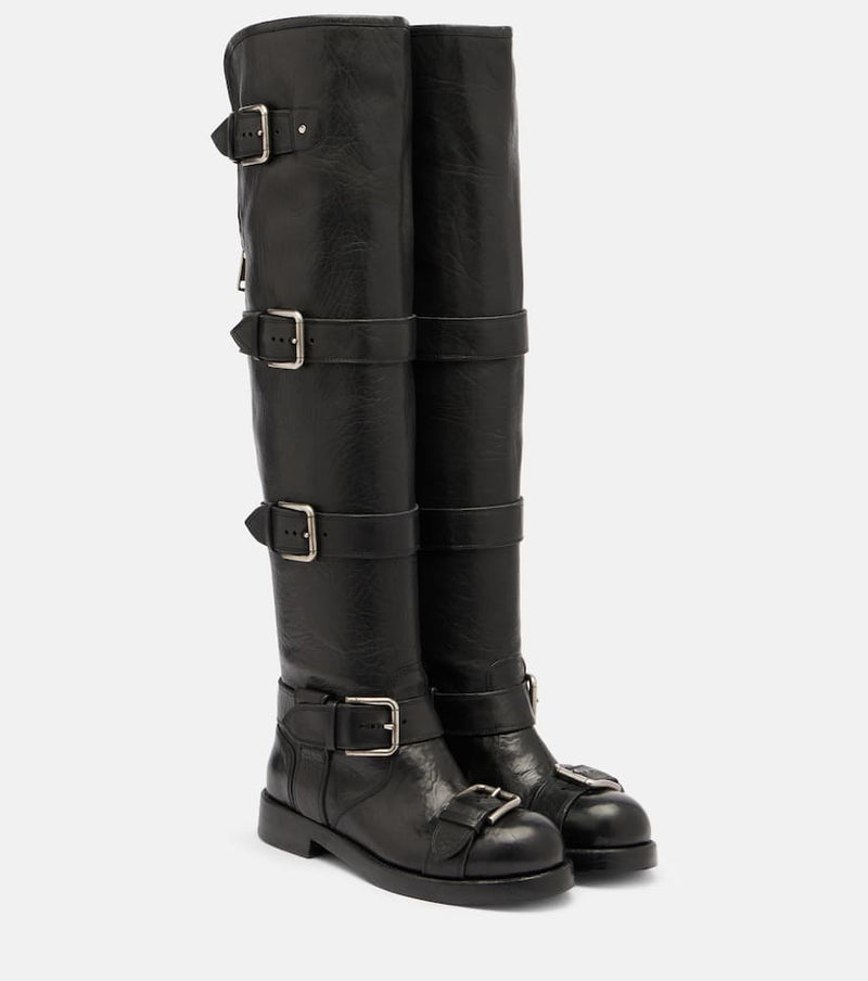 Dolce & Gabbana Over-the-knee leather biker boots