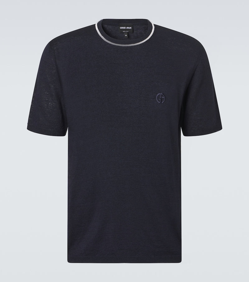 Giorgio Armani Logo linen and silk T-shirt