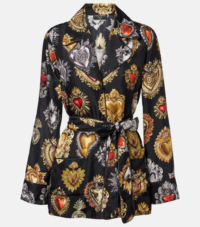 Dolce & Gabbana Devotion belted silk twill blouse