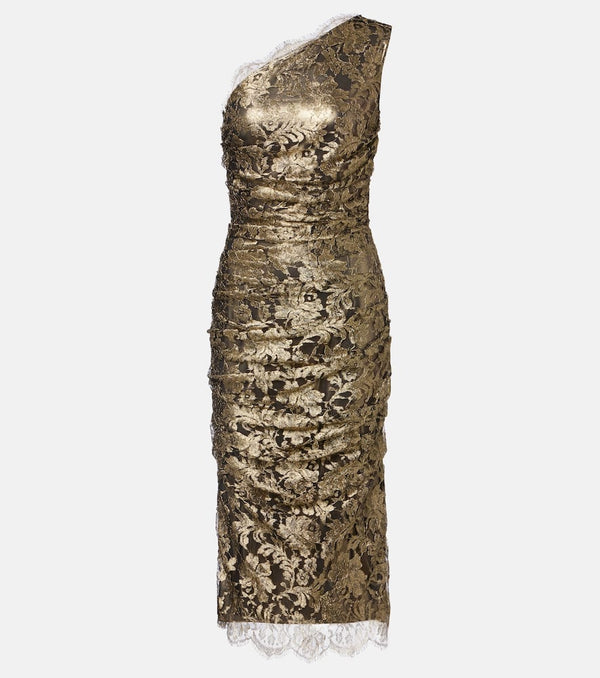 Dolce & Gabbana Floral one-shoulder lace midi dress