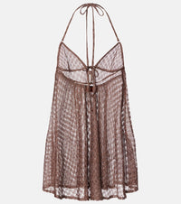 Missoni Open-knit halterneck lame beach cover-up