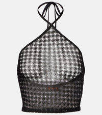 Missoni Open-knit halterneck lame crop top
