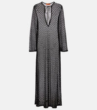 Missoni Open-knit tie-neck lame kaftan