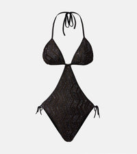 Missoni Wave halterneck lame swimsuit