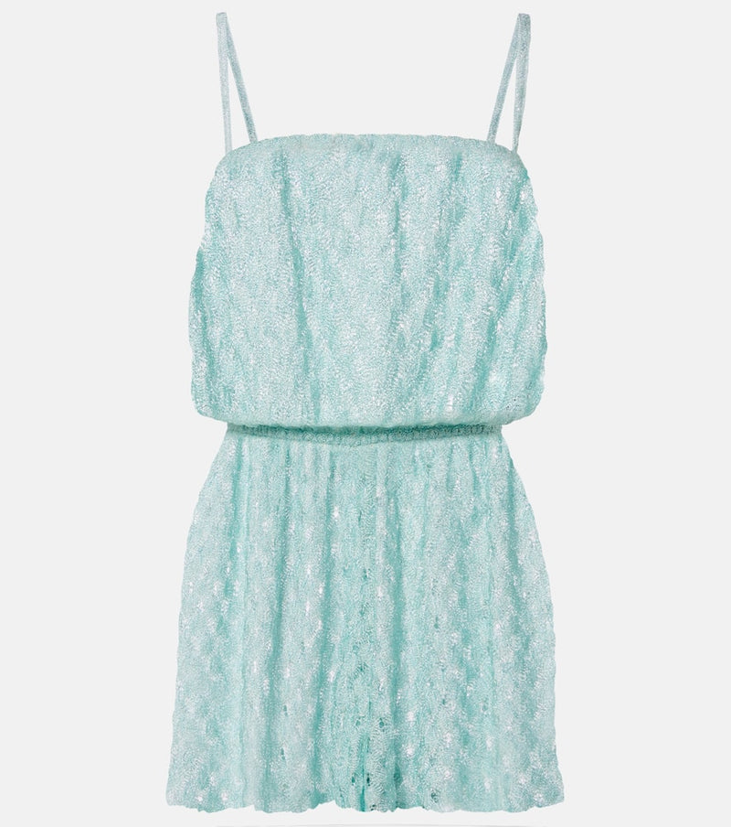 Missoni Open-knit lame romper