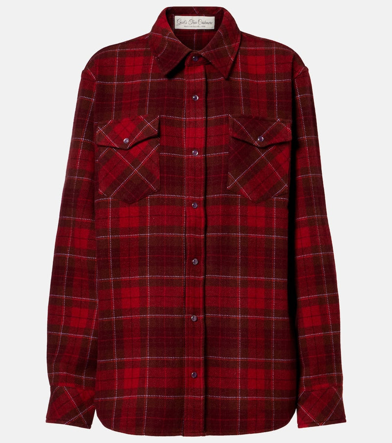 God's True Cashmere Love Tartan cashmere shirt with amethyst