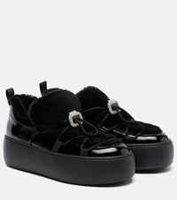 Roger Vivier Viv' Up shearling and patent leather sneakers
