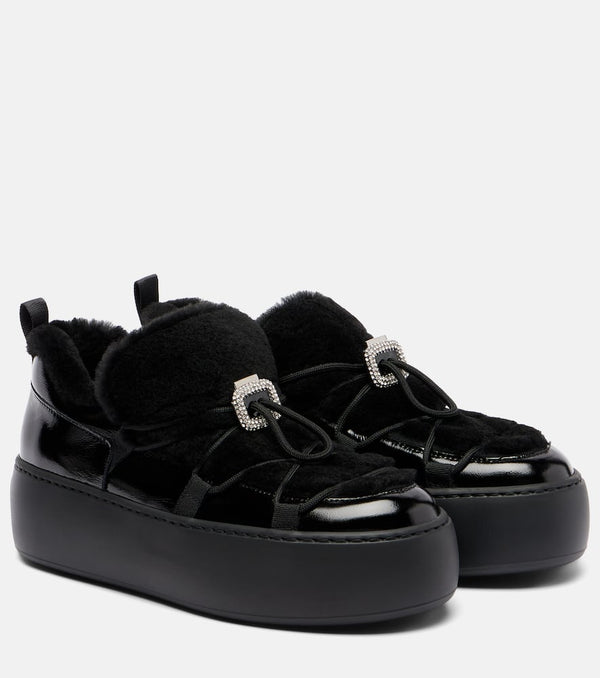 Roger Vivier Viv' Up shearling and patent leather sneakers