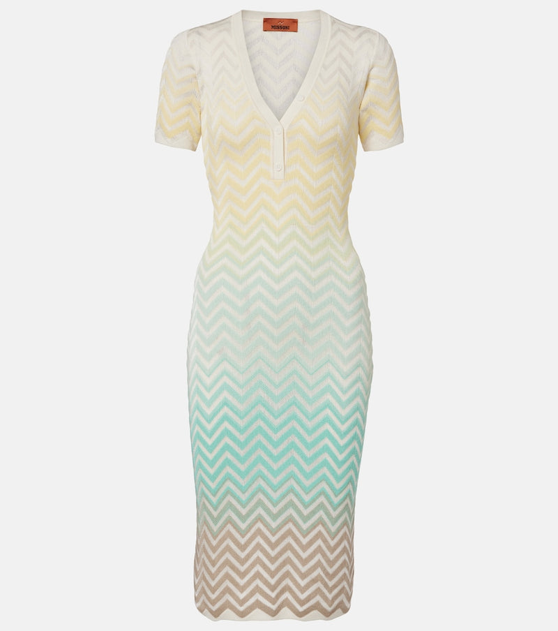 Missoni Zigzag knitted cotton-blend midi dress