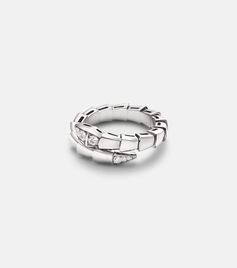 Bvlgari Serpenti Viper 18kt white gold ring with diamonds