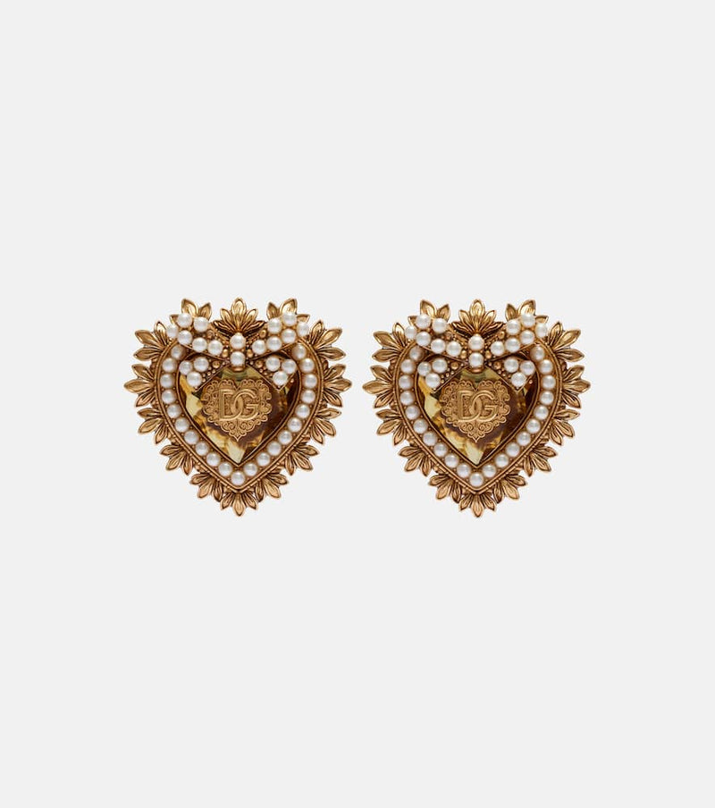 Dolce & Gabbana Devotion embellished clip-on earrings