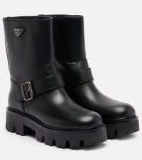 Prada Stride leather biker boots