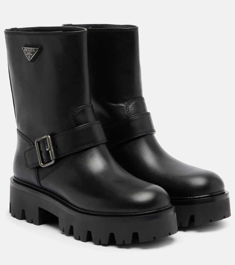 Prada Stride leather biker boots