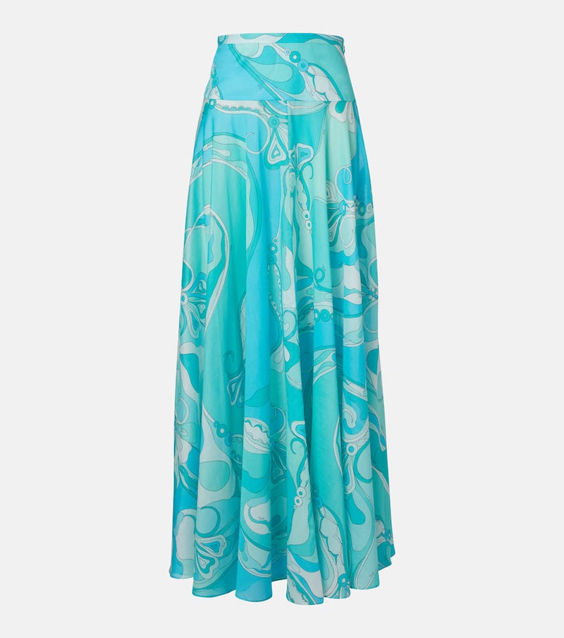 Pucci Orchidee high-rise cotton maxi skirt