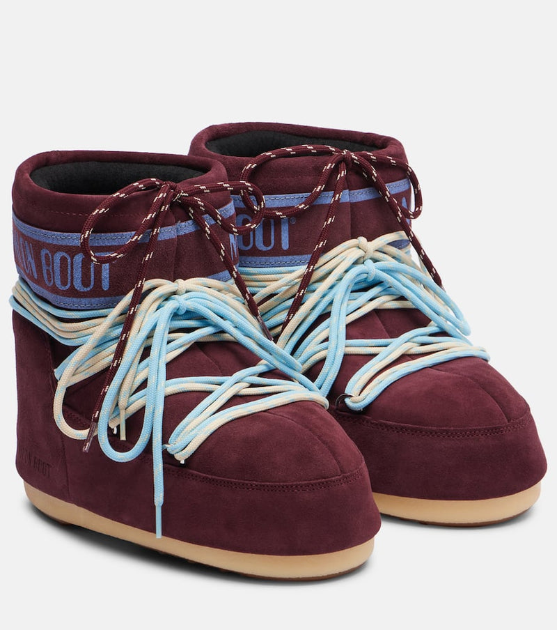 Moon Boot Icon Low Suede Snow Boots Burgundy