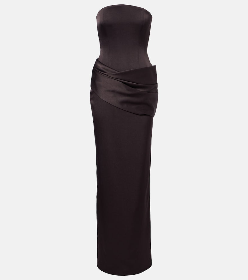 Alex Perry Draped satin crepe bustier gown