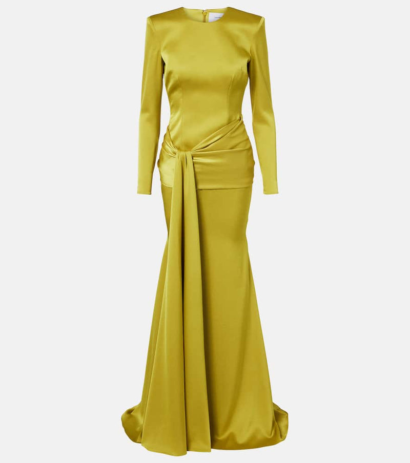 Alex Perry Draped sash satin crepe gown