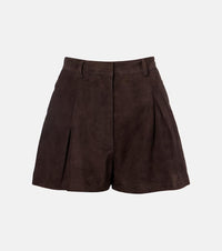 Rotate High-rise suede shorts