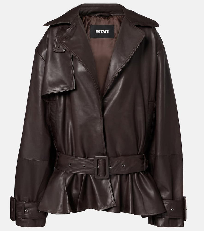 Rotate Belted leather biker jacket