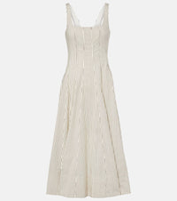 Staud Striped pleated cotton midi dress