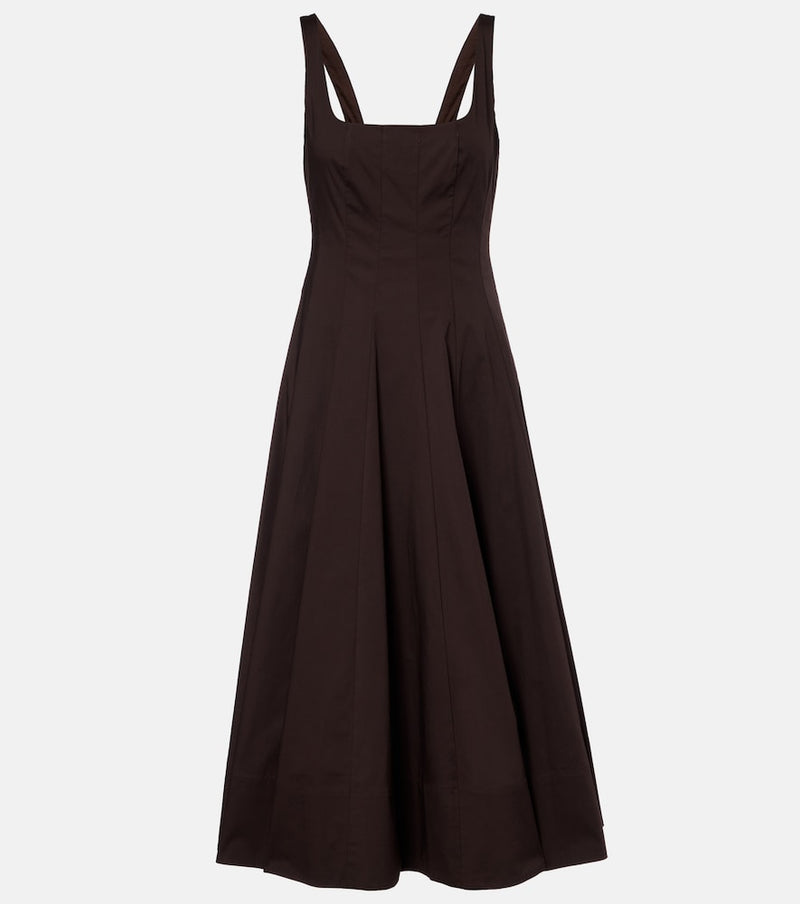 Staud Pleated cotton midi dress