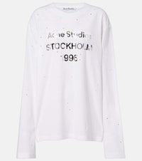 Acne Studios Embellished Logo Cotton And Hemp Jersey T-Shirt White