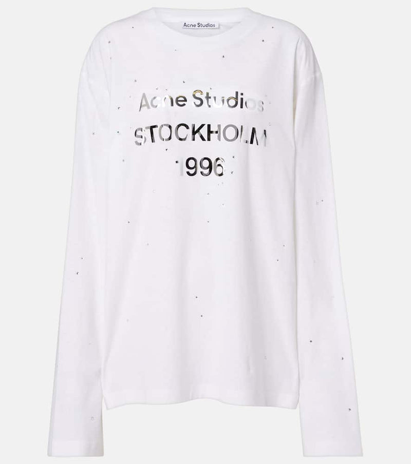 Acne Studios Embellished Logo Cotton And Hemp Jersey T-Shirt White