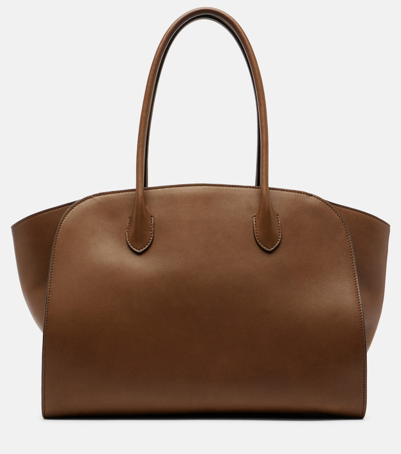 The Row Marlo 14 Leather Tote Bag Brown