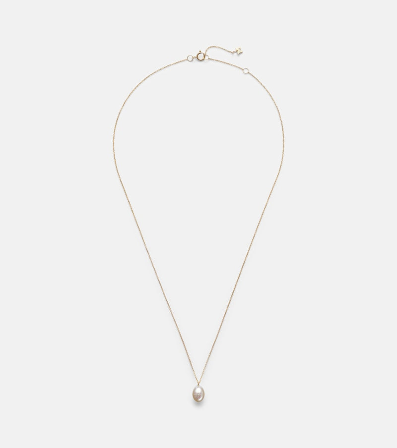 Mateo 14kt gold pendant necklace with pearl and diamond